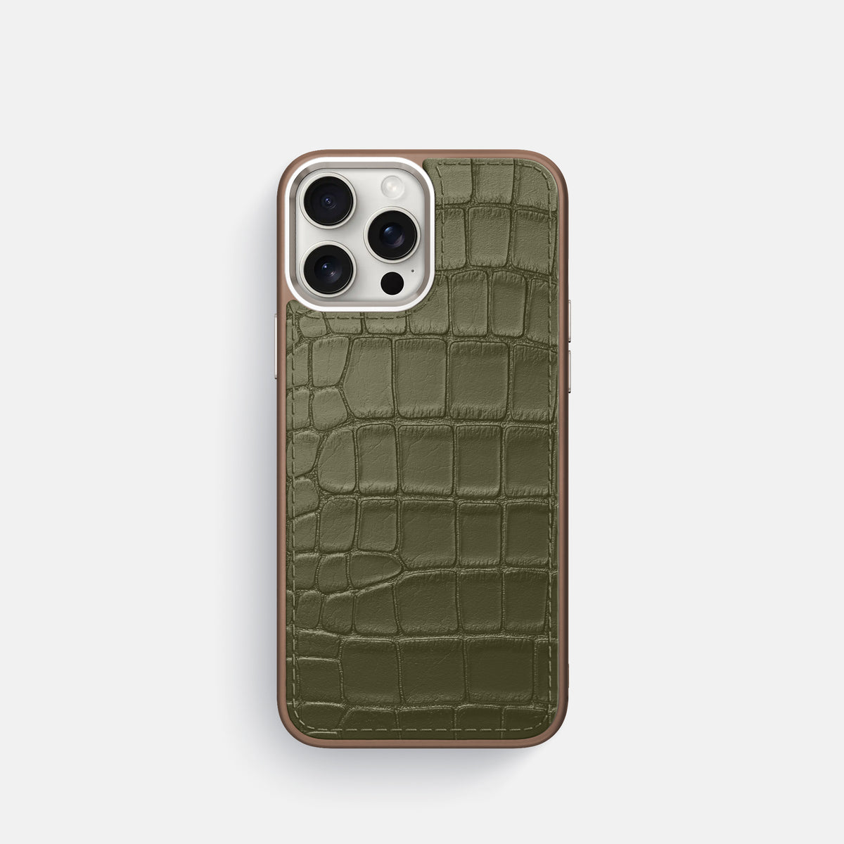 Kaki-Green iPhone 16 Pro Toned Sport Case In Alligator with Brown -1 | Kaki-Green-Brown
