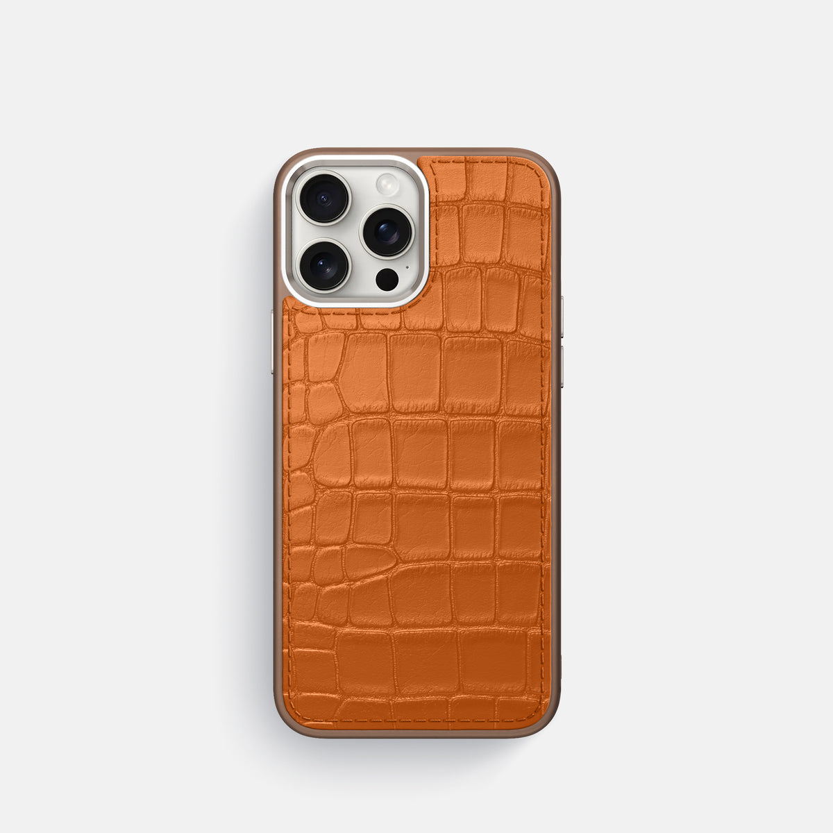 Orange iPhone 16 Pro Toned Sport Case In Alligator with Brown -1 | Orange-Brown