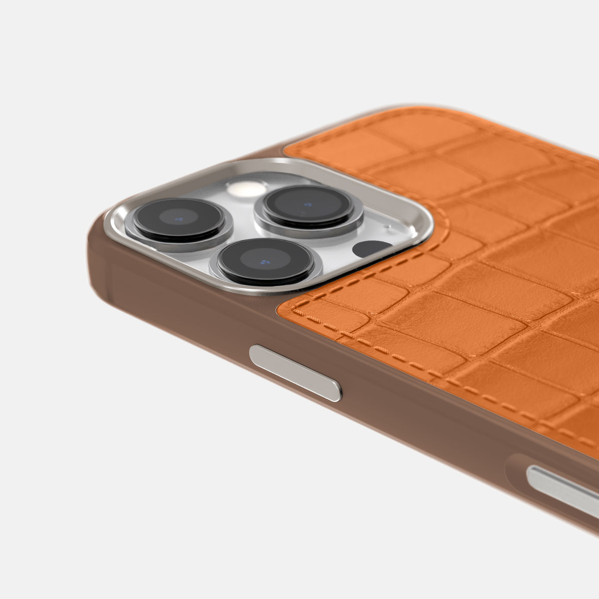 Orange iPhone 16 Pro Toned Sport Case In Alligator with Brown -5 | Orange-Brown