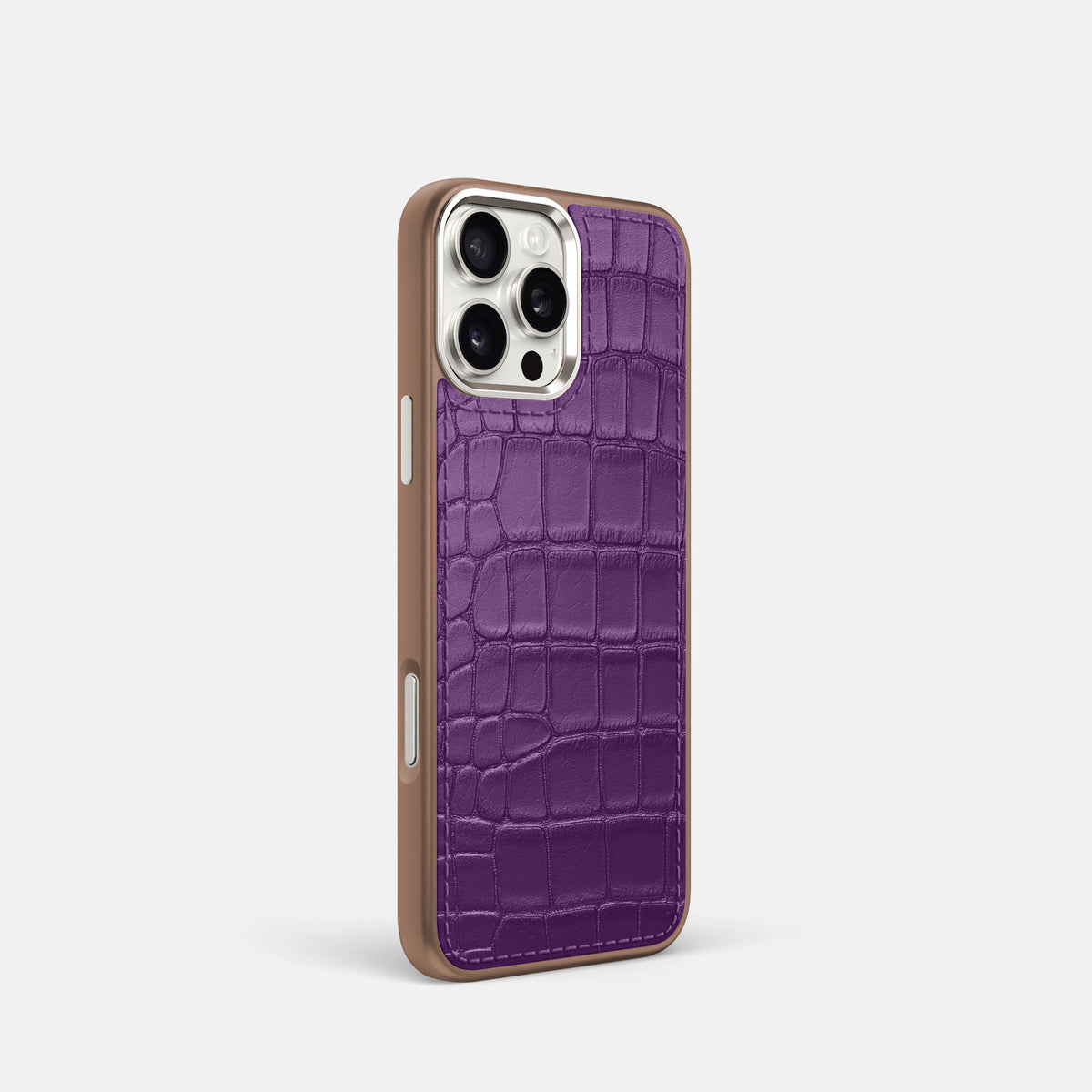 Purple iPhone 16 Pro Toned Sport Case In Alligator with Brown -2 | Purple-Brown