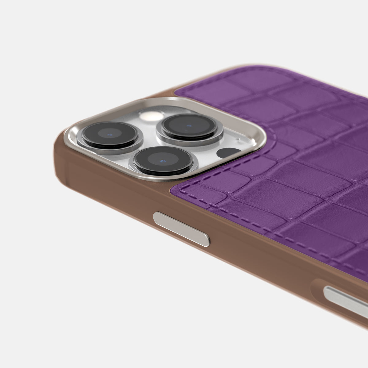Purple iPhone 16 Pro Toned Sport Case In Alligator with Brown -5 | Purple-Brown