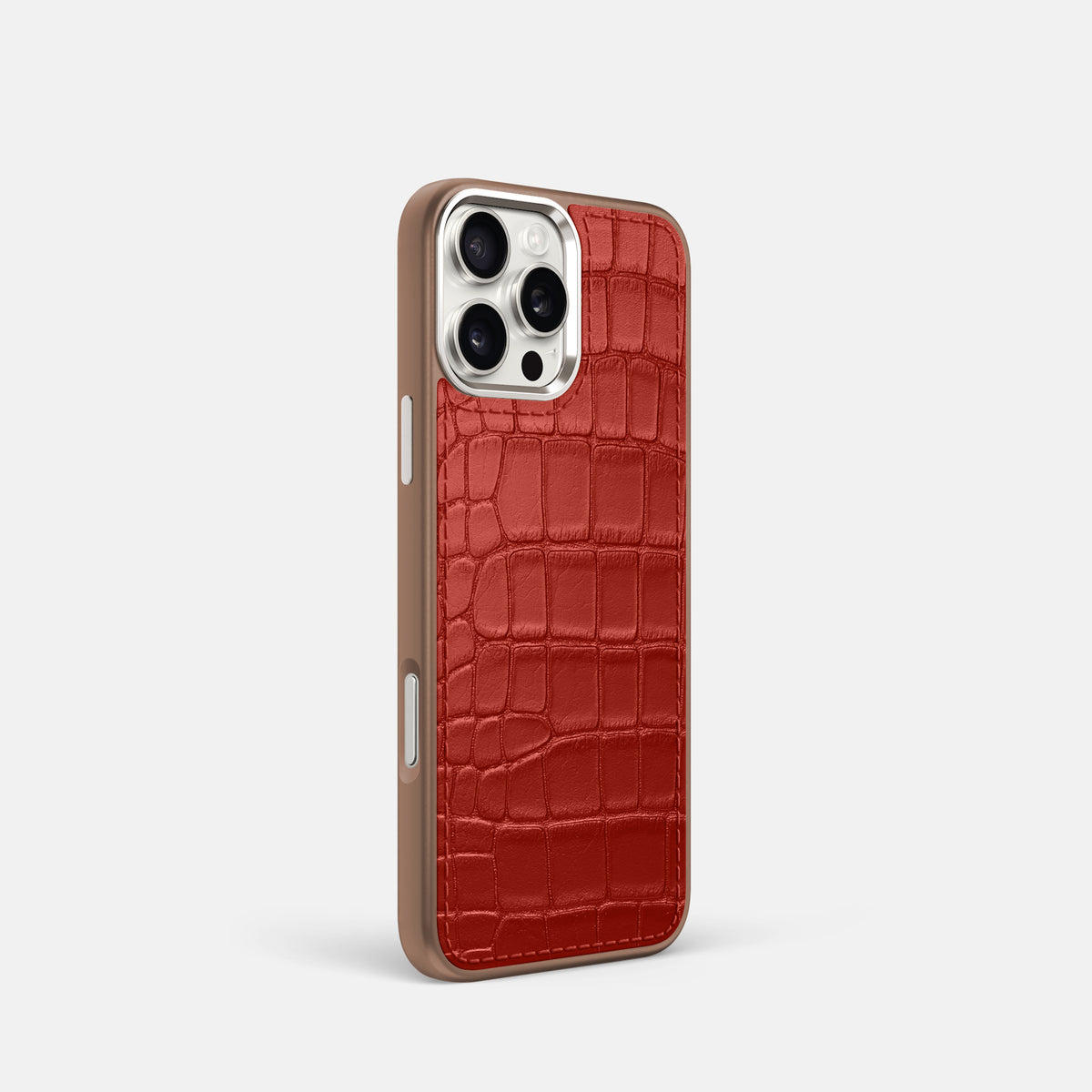 Red iPhone 16 Pro Toned Sport Case In Alligator with Brown -2 | Red-Brown