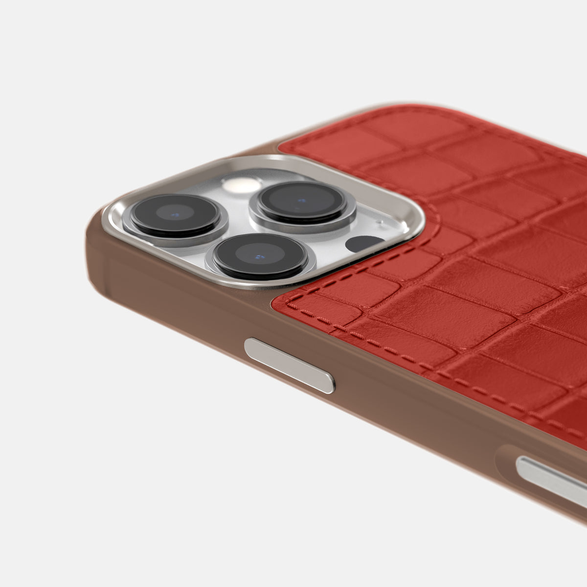 Red iPhone 16 Pro Toned Sport Case In Alligator with Brown -5 | Red-Brown