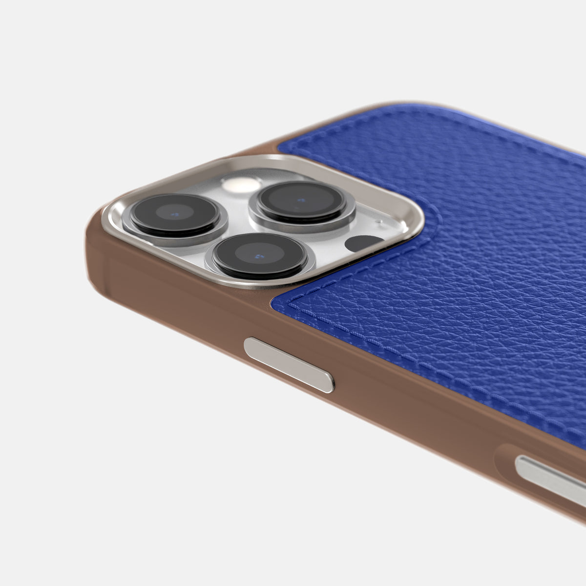 Royal Blue iPhone 16 Pro Sport Case Alligator with Brown -5 | Royal-Blue-Brown