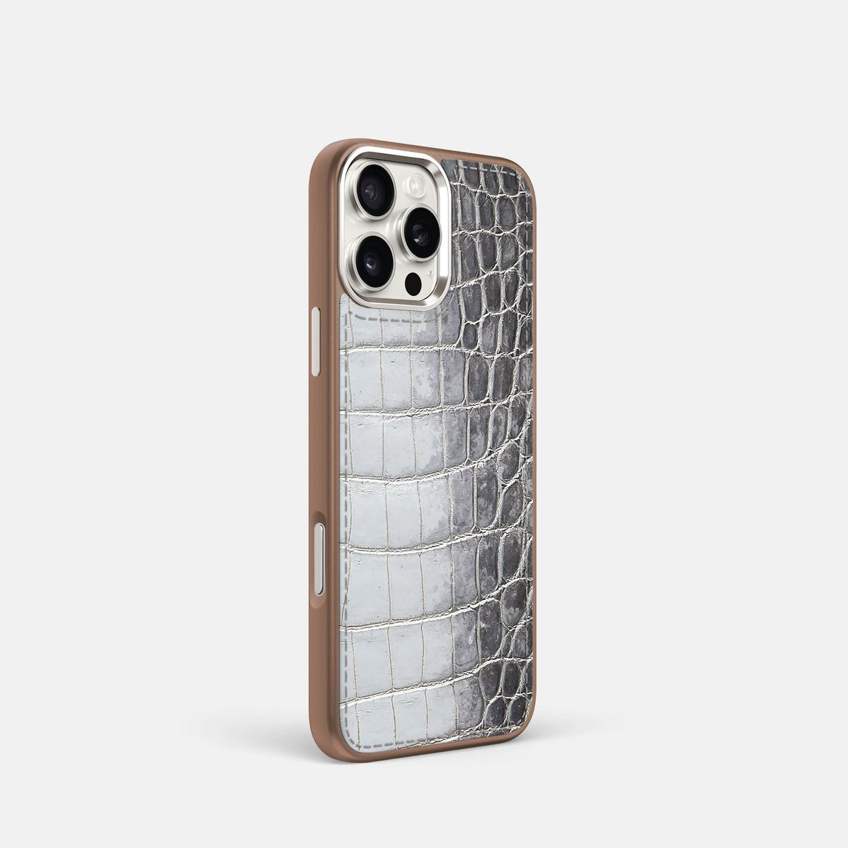 Silver iPhone 16 Pro Toned Sport Case with Brown -2 | Silver-Brown
