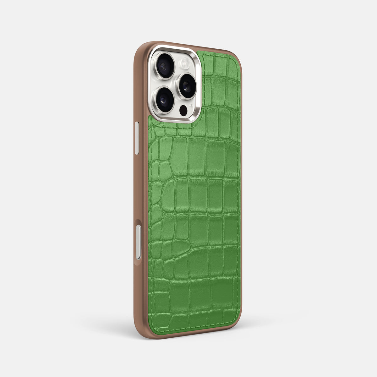 Apple-Green iPhone 16 Pro Max Toned Sport Case In Alligator with Brown -2 | Apple-Green-Brown