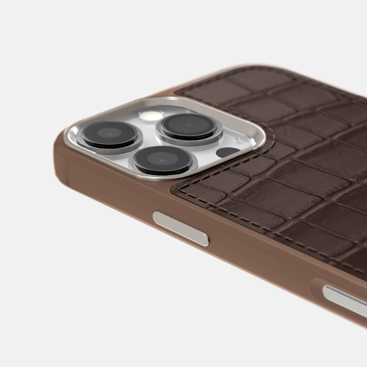 Dark-Brown iPhone 16 Pro Max Toned Sport Case In Alligator with Brown -5 | Dark-Brown-Brown