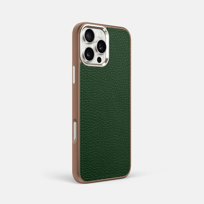 Dark-Green iPhone 16 Pro Max Sport Case Alligator with Brown -2 | Dark-Green-Brown