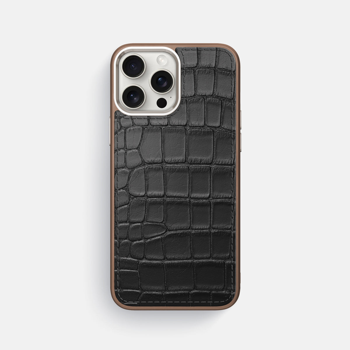 Black iPhone 16 Pro Max Toned Sport Case In Alligator with Brown -1 | Black-Brown