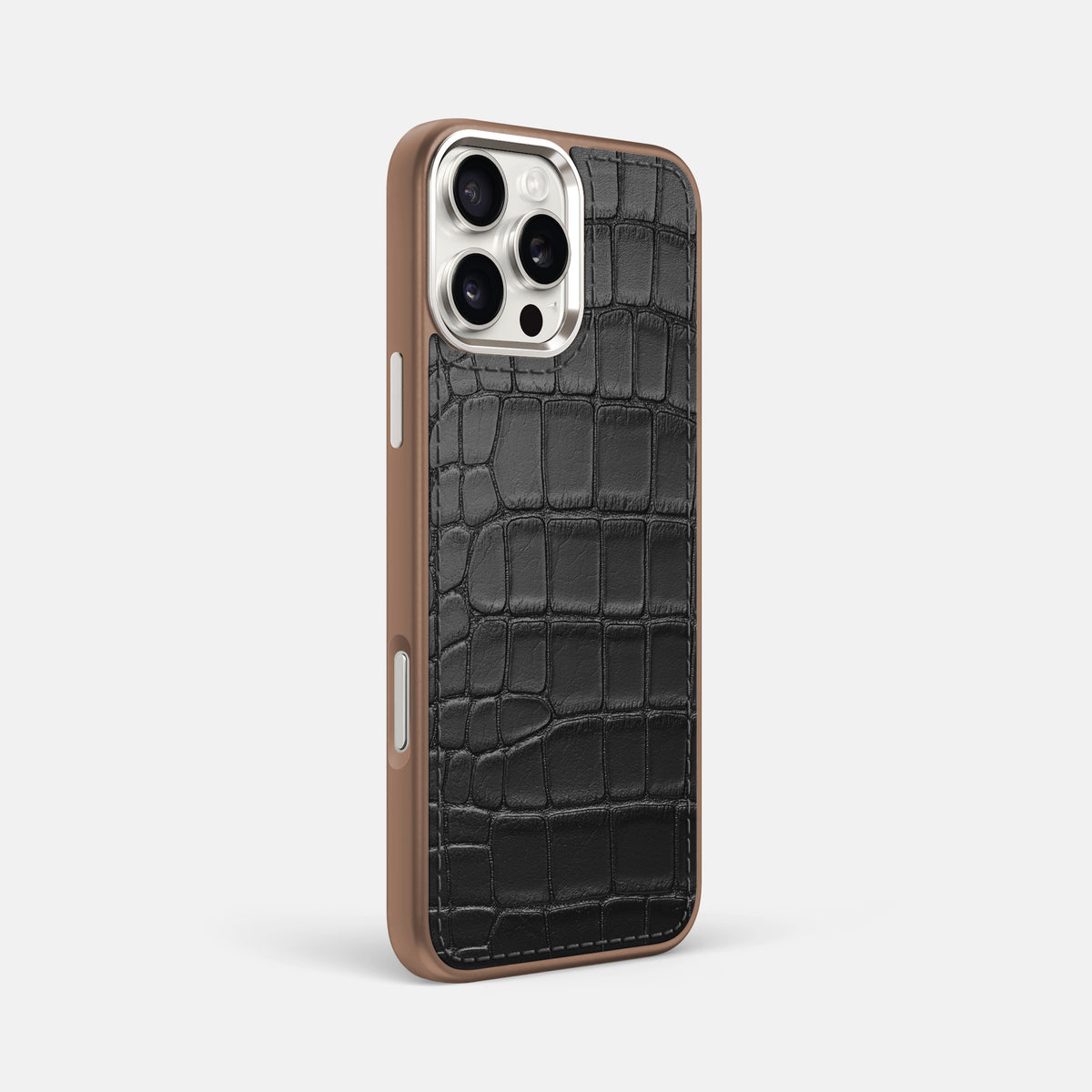 Black iPhone 16 Pro Max Toned Sport Case In Alligator with Brown -2 | Black-Brown