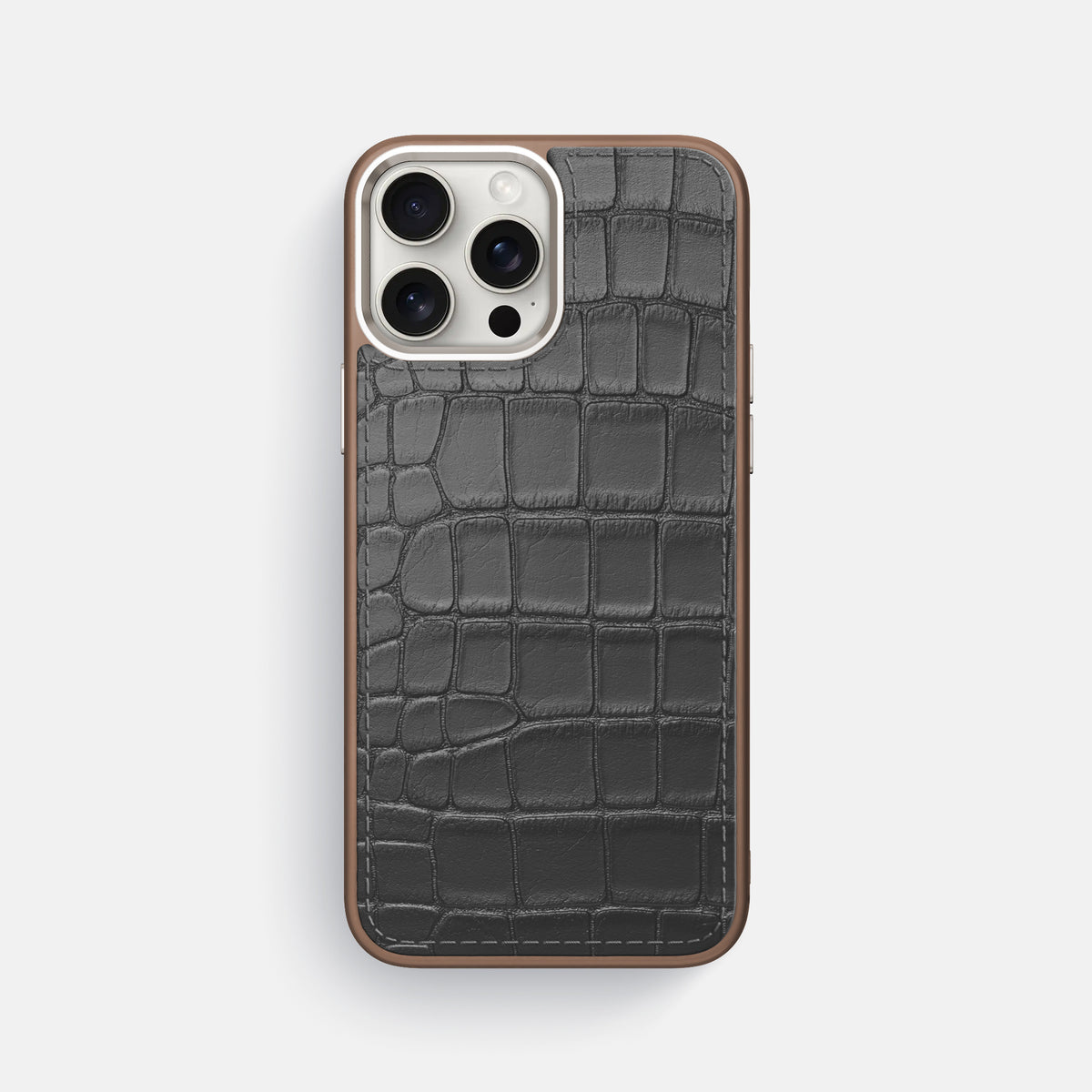 Grey iPhone 16 Pro Max Toned Sport Case In Alligator with Brown -1 | Grey-Brown