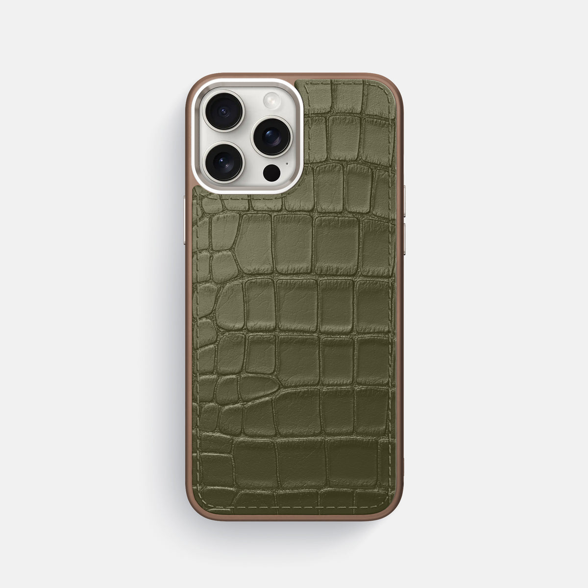 Kaki-Green iPhone 16 Pro Max Toned Sport Case In Alligator with Brown -1 | Kaki-Green-Brown