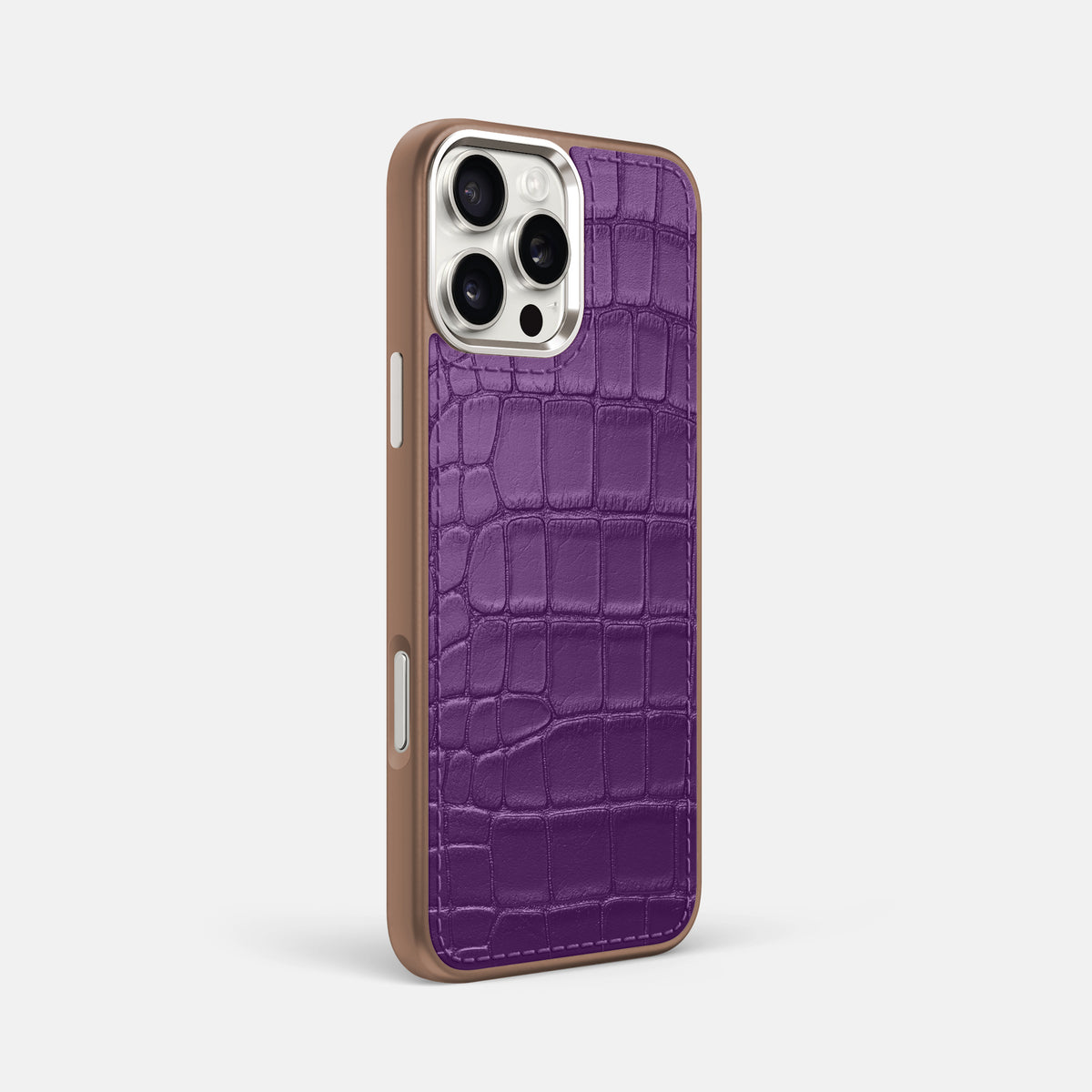 Purple iPhone 16 Pro Max Toned Sport Case In Alligator with Brown -2 | Purple-Brown