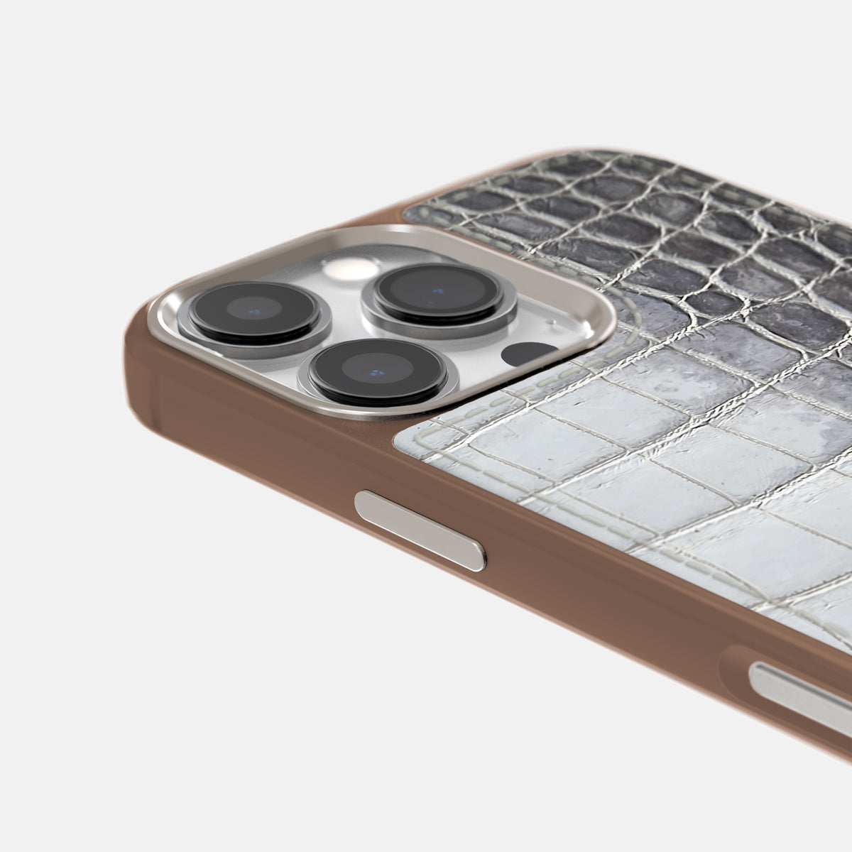 Silver iPhone 16 Pro Max Toned Sport Case with Brown -5 | Silver-Brown