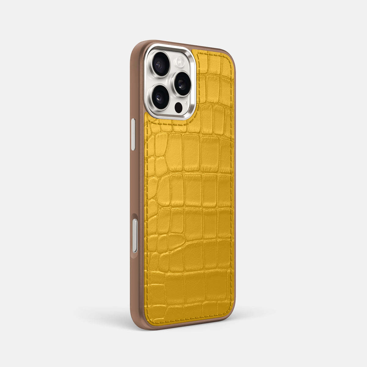 Yellow iPhone 16 Pro Max Toned Sport Case In Alligator with Brown -2 | Yellow-Brown