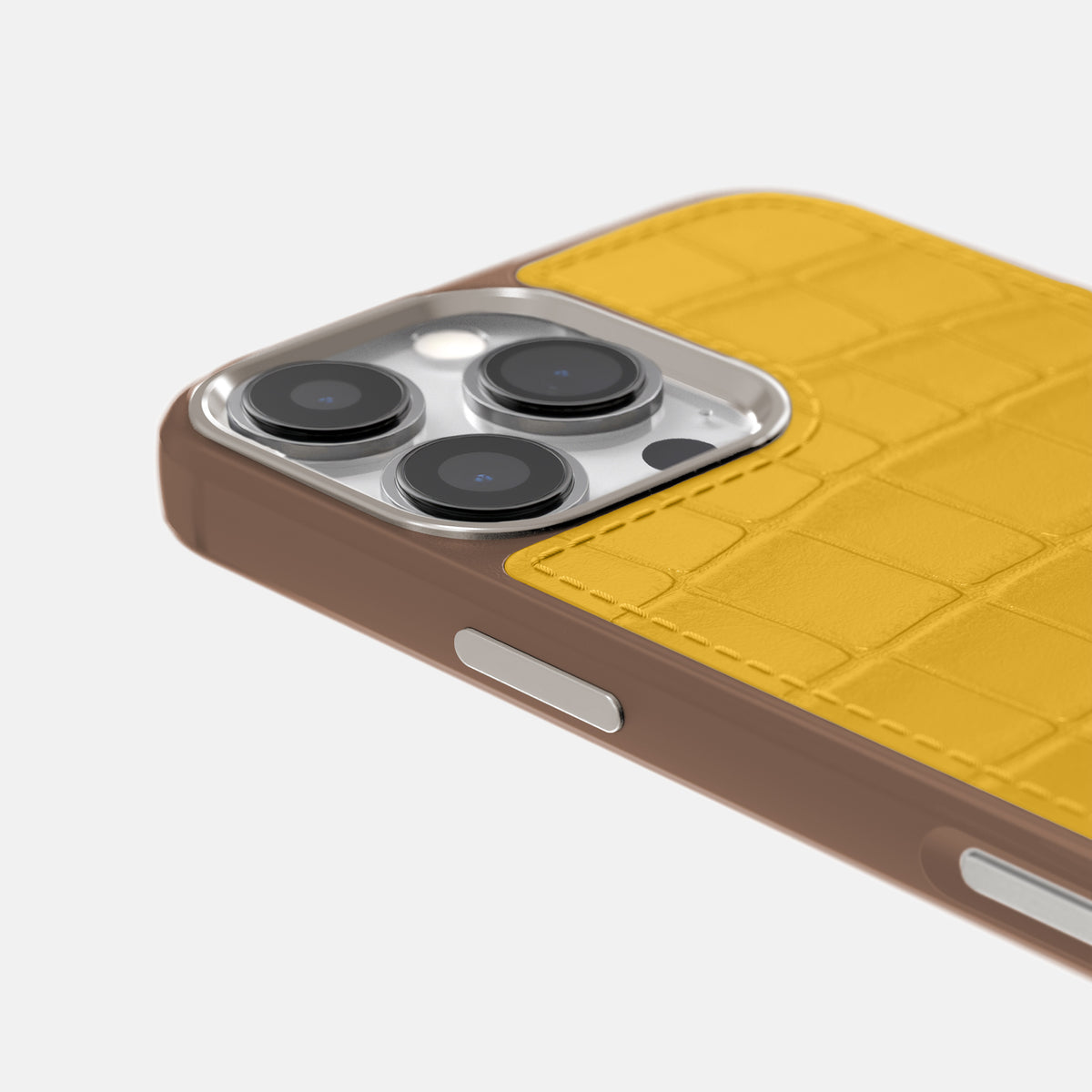 Yellow iPhone 16 Pro Max Toned Sport Case In Alligator with Brown -5 | Yellow-Brown