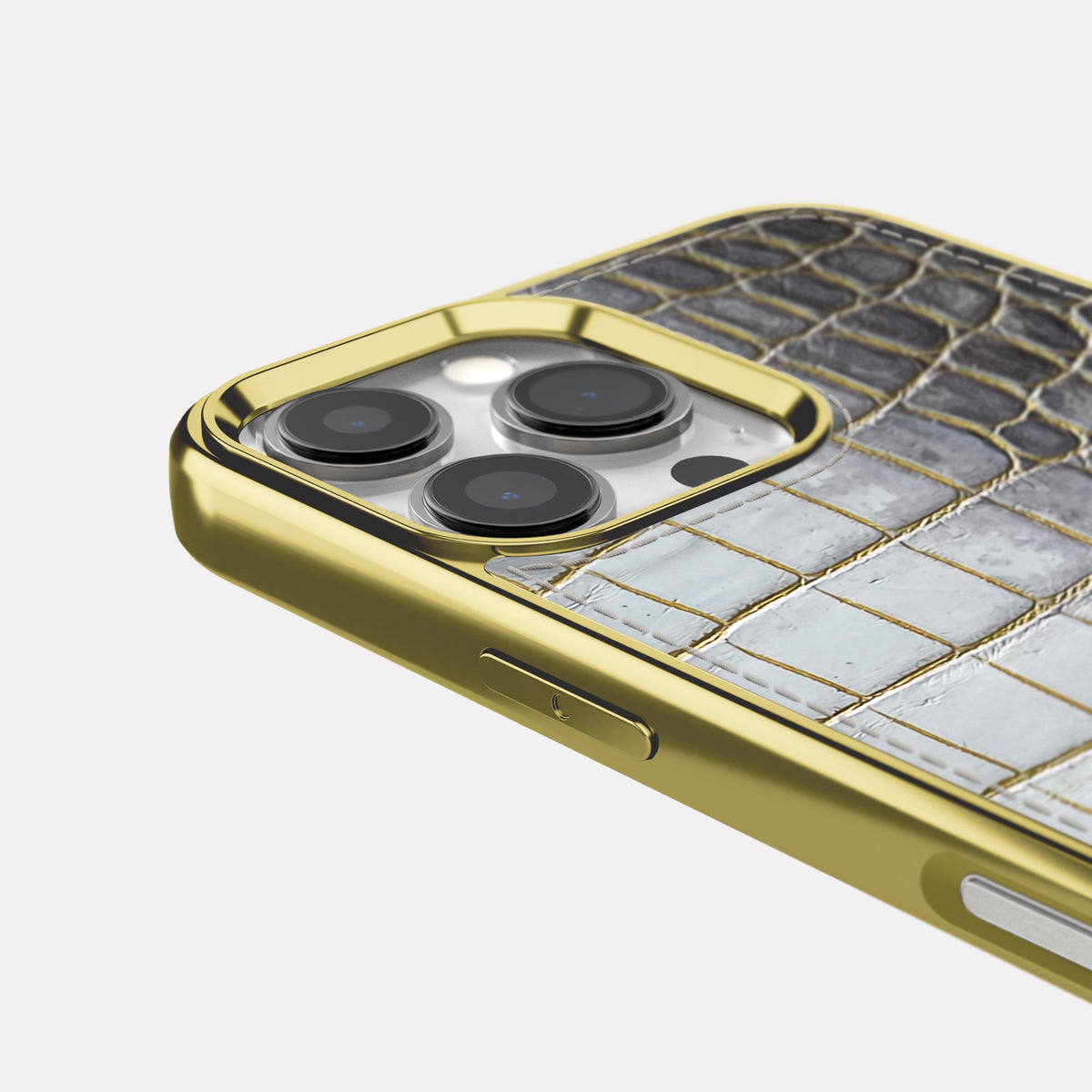 Gold iPhone 16 Pro Metallic Sport Case Himalayan Crocodile with Gold -5 | Gold-Gold