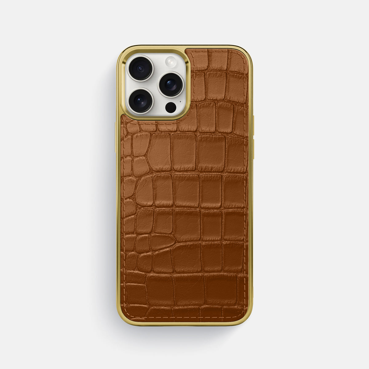 Honey iPhone 16 Pro Max Metallic Sport Case In Alligator with Gold -1 | Honey-Gold