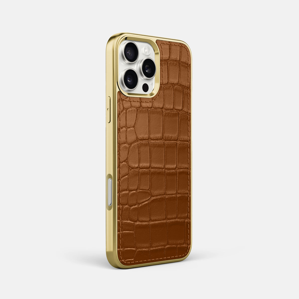 Honey iPhone 16 Pro Max Metallic Sport Case In Alligator with Gold -2 | Honey-Gold