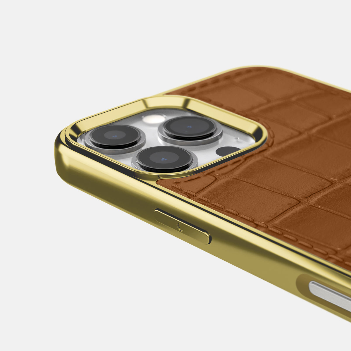 Honey iPhone 16 Pro Max Metallic Sport Case In Alligator with Gold -5 | Honey-Gold