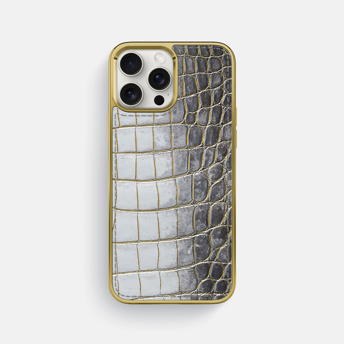 Gold iPhone 16 Pro Max Metallic Sport Case Himalayan Crocodile with Gold -1 | Gold-Gold