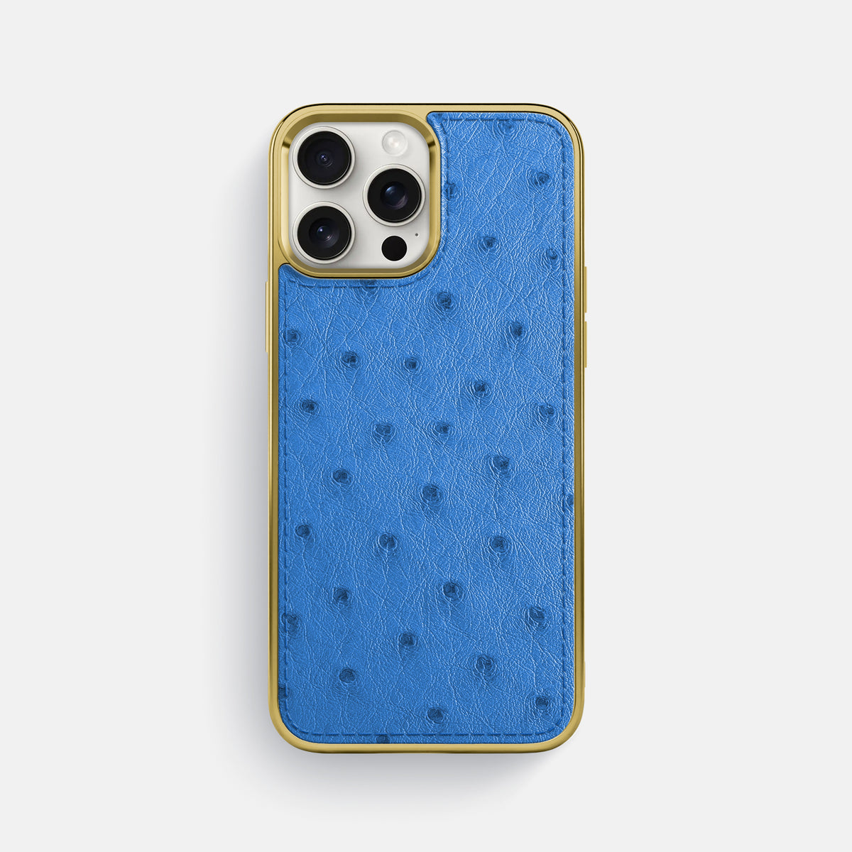 Royal-Blue iPhone 16 Pro Max Metallic Sport Case Ostrich with Gold -1 | Royal-Blue-Gold