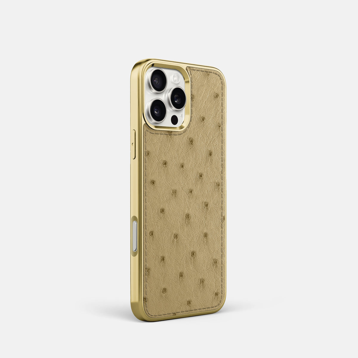 Desert-Sand iPhone 16 Pro Metallic Sport Case Ostrich with Gold -2 | Desert-Sand-Gold