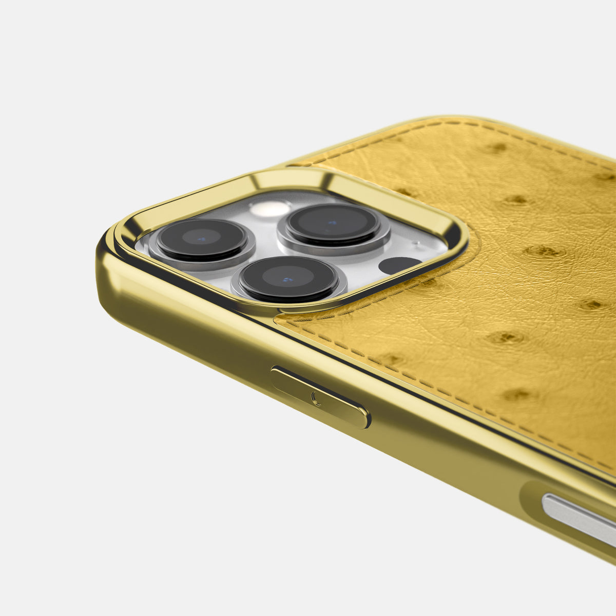 Gold iPhone 16 Pro Metallic Sport Case Ostrich with Gold -5 | Gold-Gold