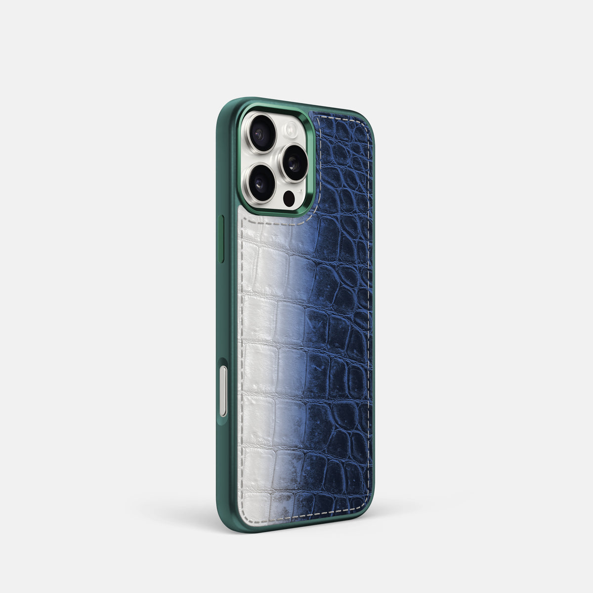 Navy Blue iPhone 16 Pro Toned Sport Case with Green -2 | Navy-Blue-Green