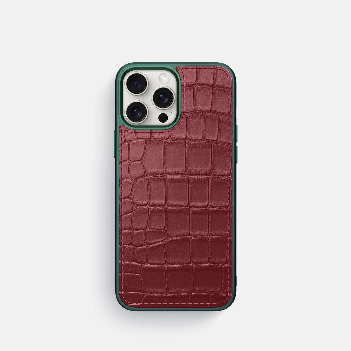 Burgundy iPhone 16 Pro Toned Sport Case In Alligator with Green -1 | Burgundy-Green