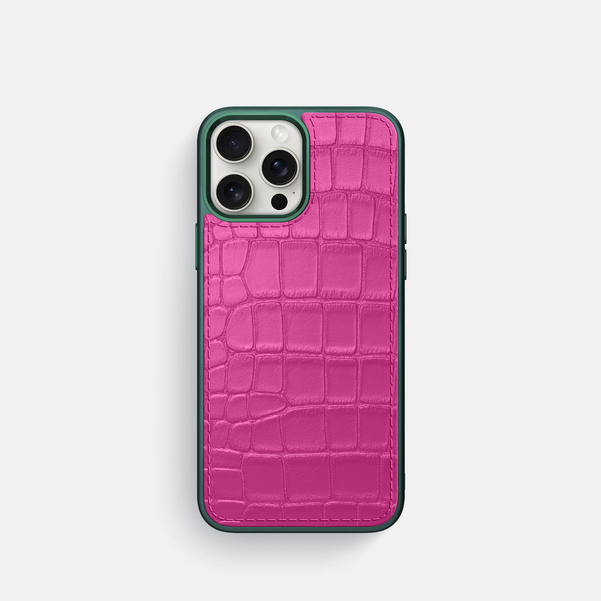 Fuchsia iPhone 16 Pro Toned Sport Case In Alligator with Green -1 | Fuchsia-Green