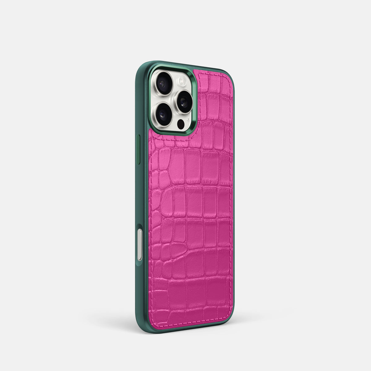 Fuchsia iPhone 16 Pro Toned Sport Case In Alligator with Green -2 | Fuchsia-Green