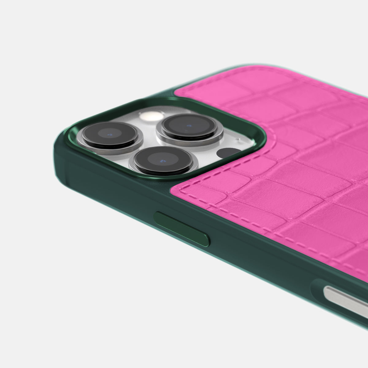 Fuchsia iPhone 16 Pro Toned Sport Case In Alligator with Green -5 | Fuchsia-Green
