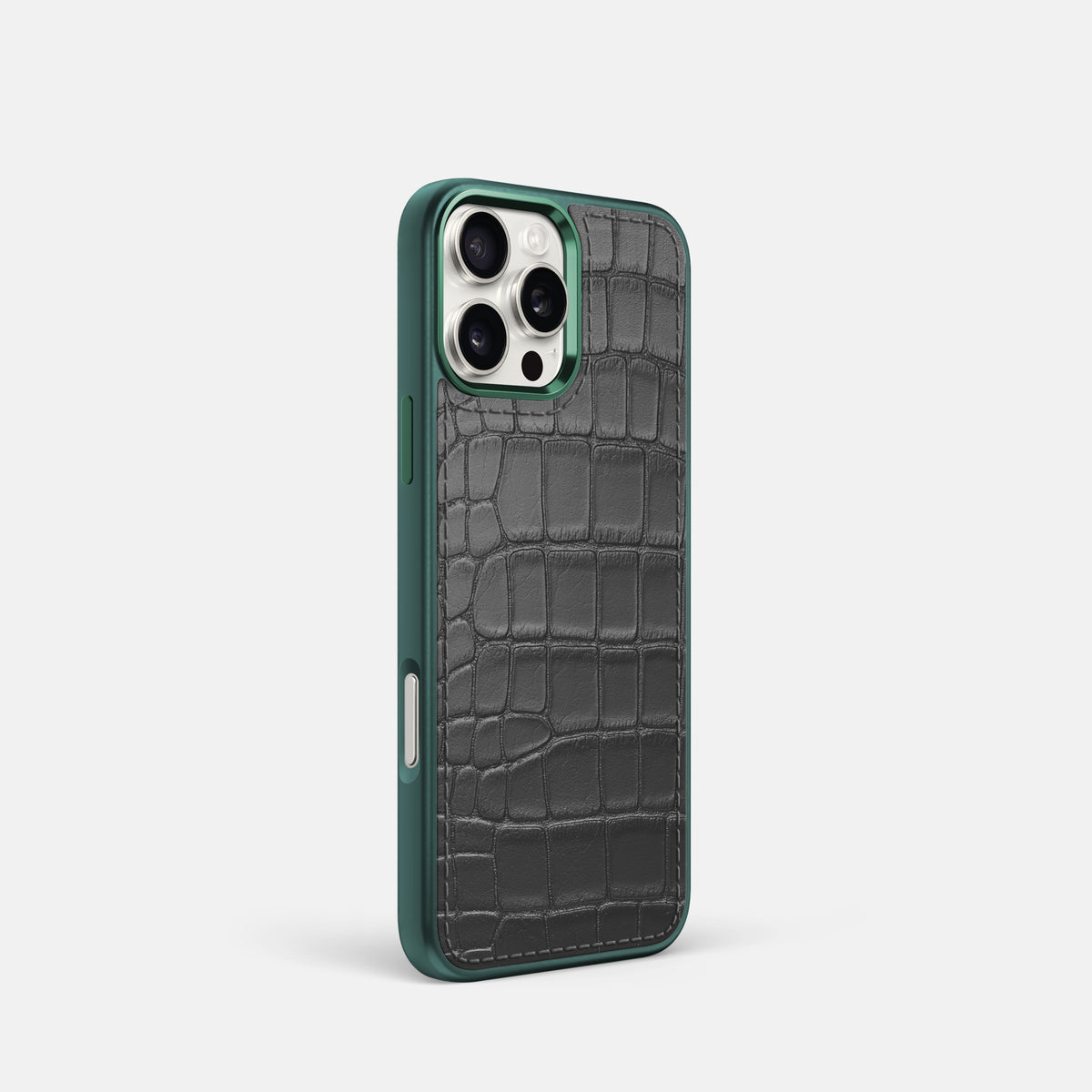Grey iPhone 16 Pro Toned Sport Case In Alligator with Green -2 | Grey-Green