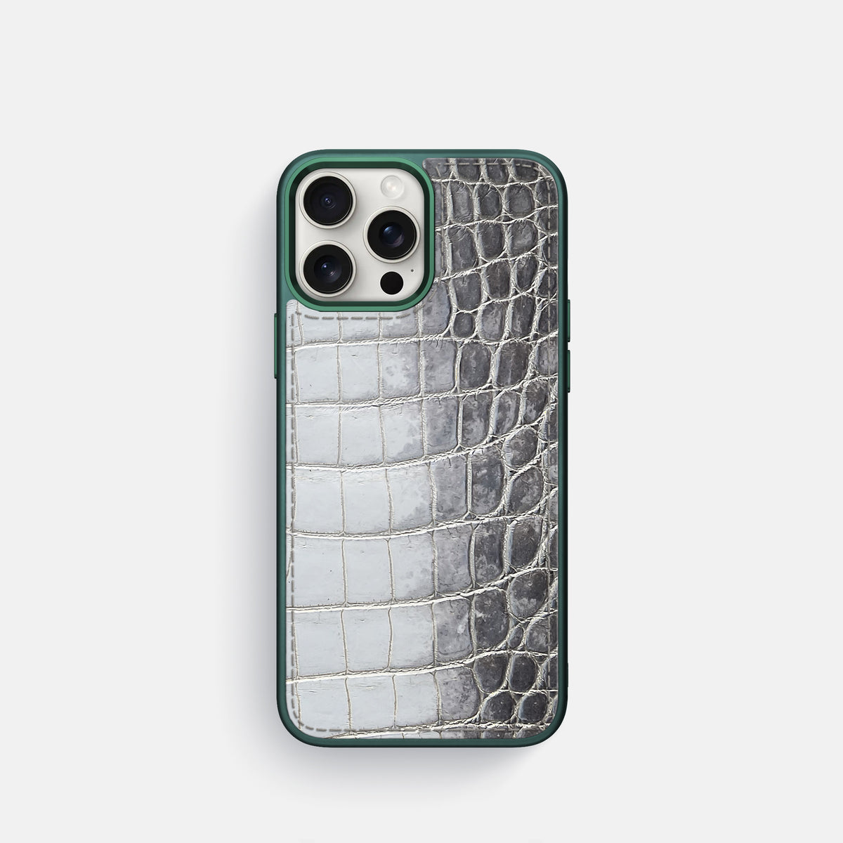 Silver iPhone 16 Pro Toned Sport Case with Green -1 | Silver-Green