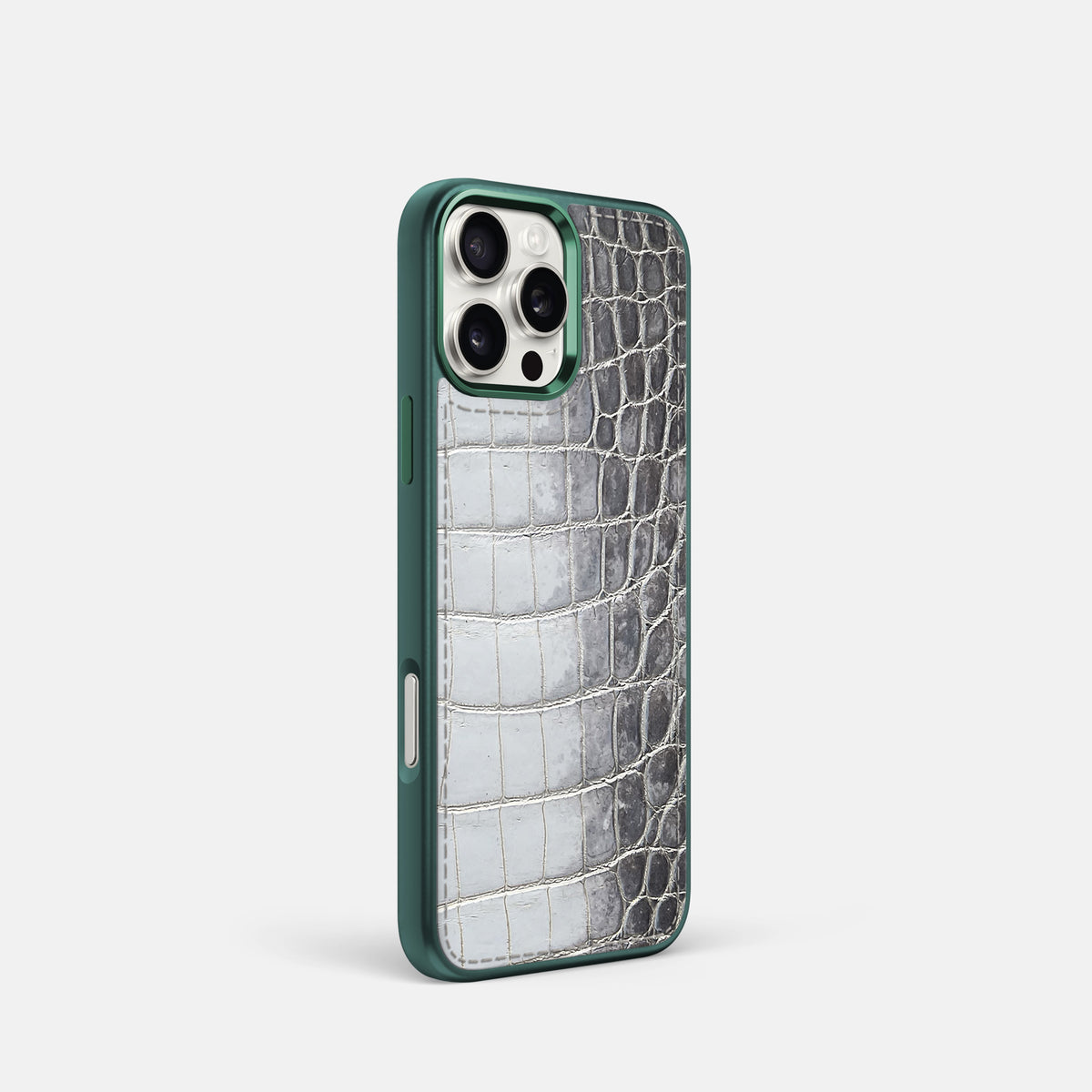 Silver iPhone 16 Pro Toned Sport Case with Green -2 | Silver-Green