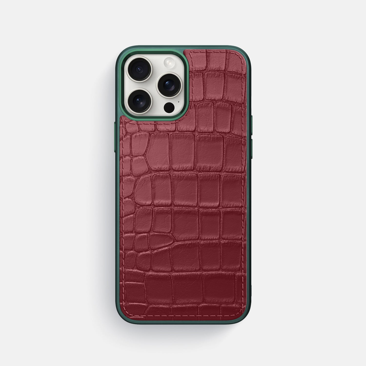 Burgundy iPhone 16 Pro Max Toned Sport Case In Alligator with Green -2| Burgundy-Green