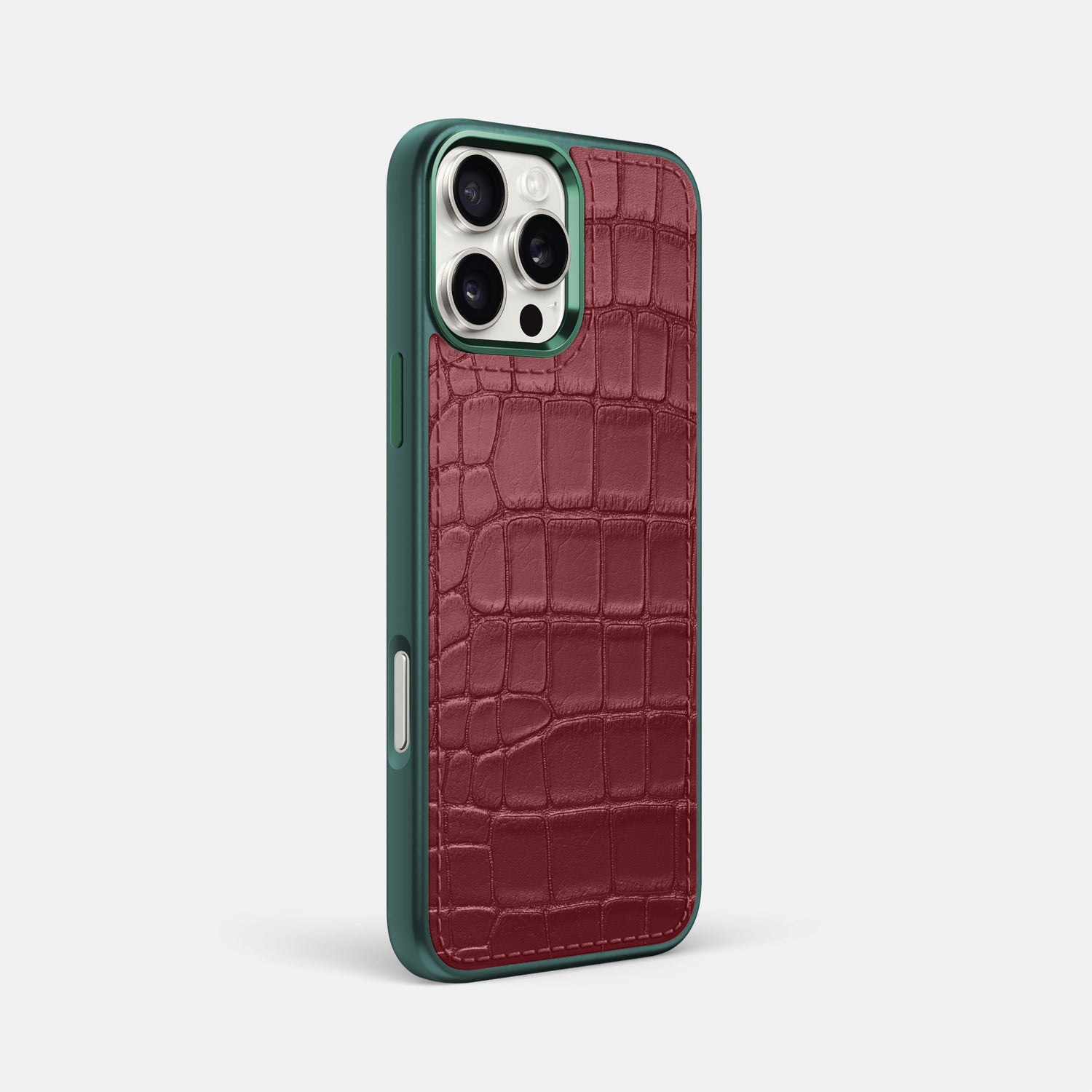 Burgundy iPhone 16 Pro Max Toned Sport Case In Alligator with Green -1 | Burgundy-Green