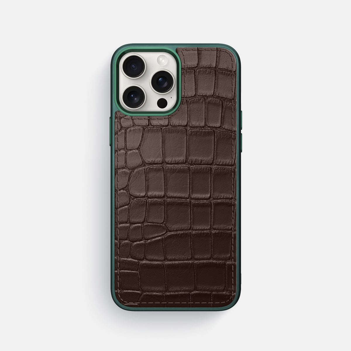 Dark-Brown iPhone 16 Pro Max Toned Sport Case In Alligator with Green -1 | Dark-Brown-Green