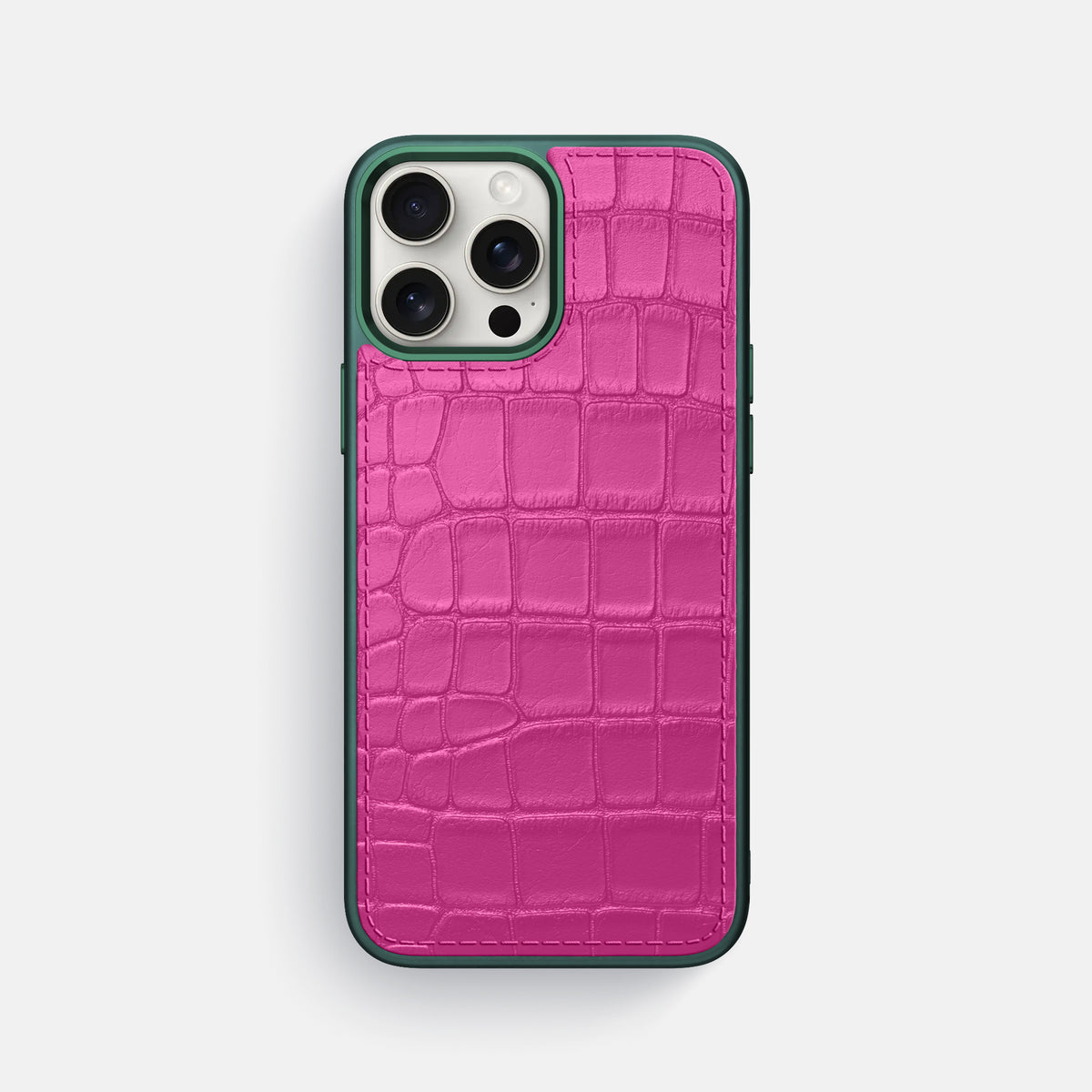 Fuchsia iPhone 16 Pro Max Toned Sport Case In Alligator with Green -1 | Fuchsia-Green