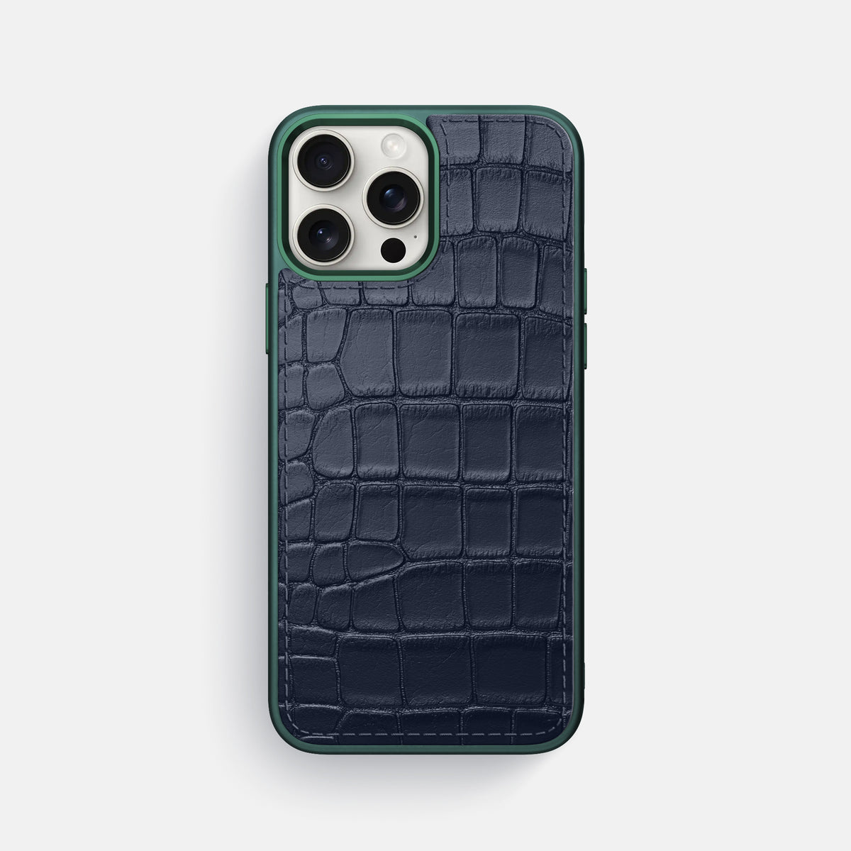 Navy Blue iPhone 16 Pro Max Toned Sport Case In Alligator with Green -1 | Navy-Blue-Green