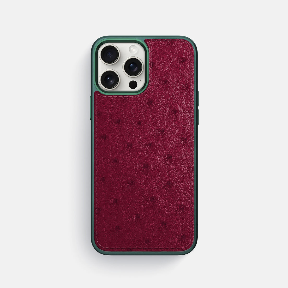 Bordeaux iPhone 16 Pro Max Sport Toned Case Ostrich with Green -1 | Bordeaux-Green