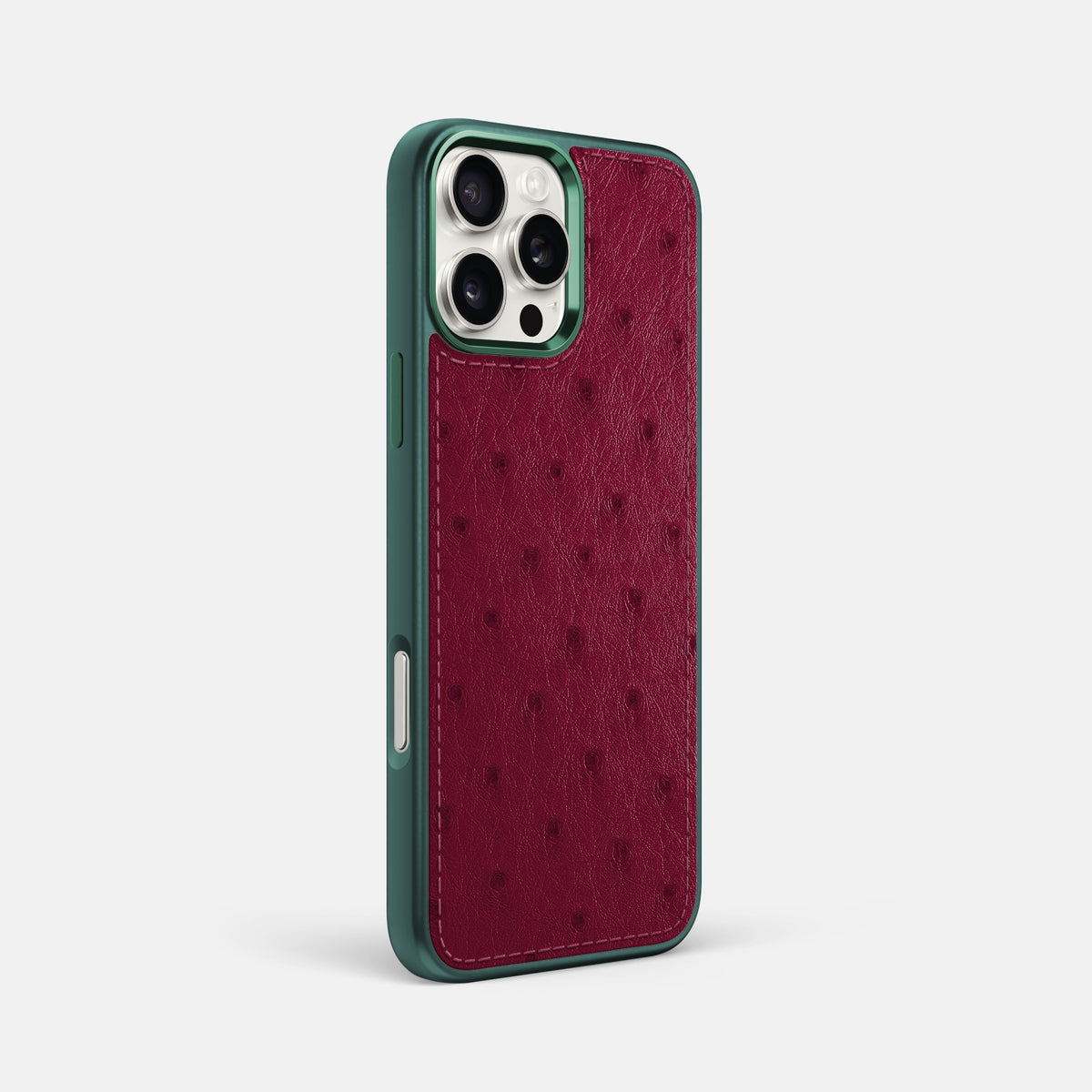 Bordeaux iPhone 16 Pro Max Sport Toned Case Ostrich with Green -2 | Bordeaux-Green