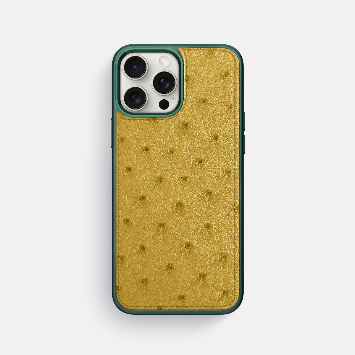 Gold iPhone 16 Pro Max Sport Toned Case Ostrich with Gold Metal -1 | Gold-Green