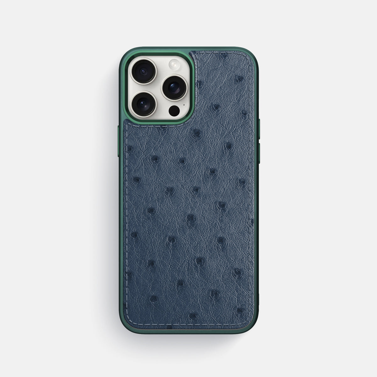 Navy-Blue iPhone 16 Pro Max Sport Toned Case Ostrich with Green -1 | Navy-Blue-Green