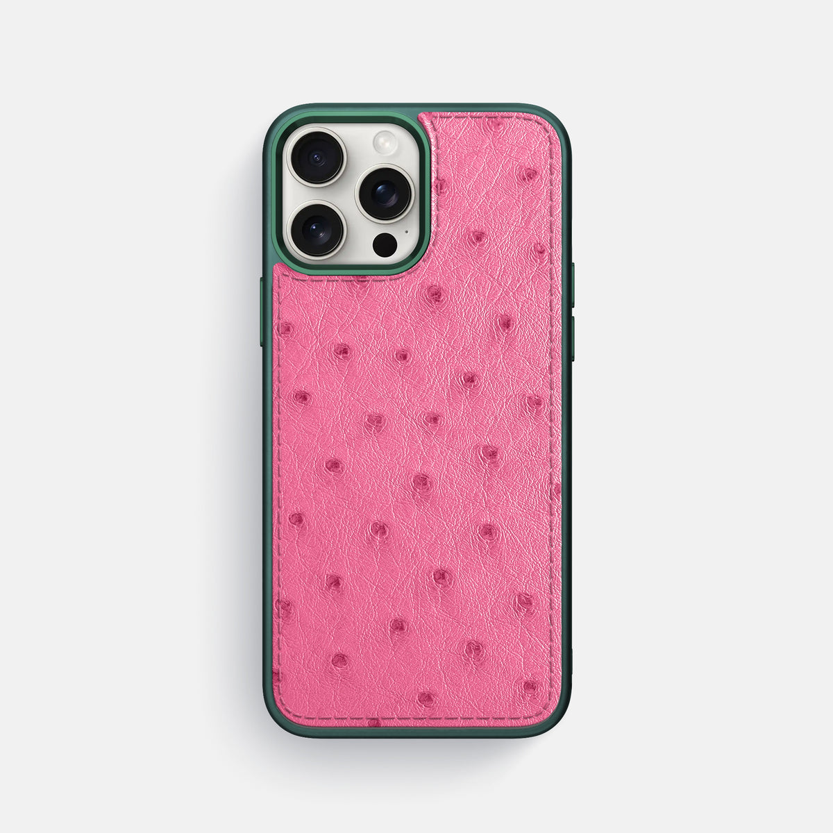 Pink iPhone 16 Pro Max Sport Toned Case Ostrich with Green -1 | Pink-Green