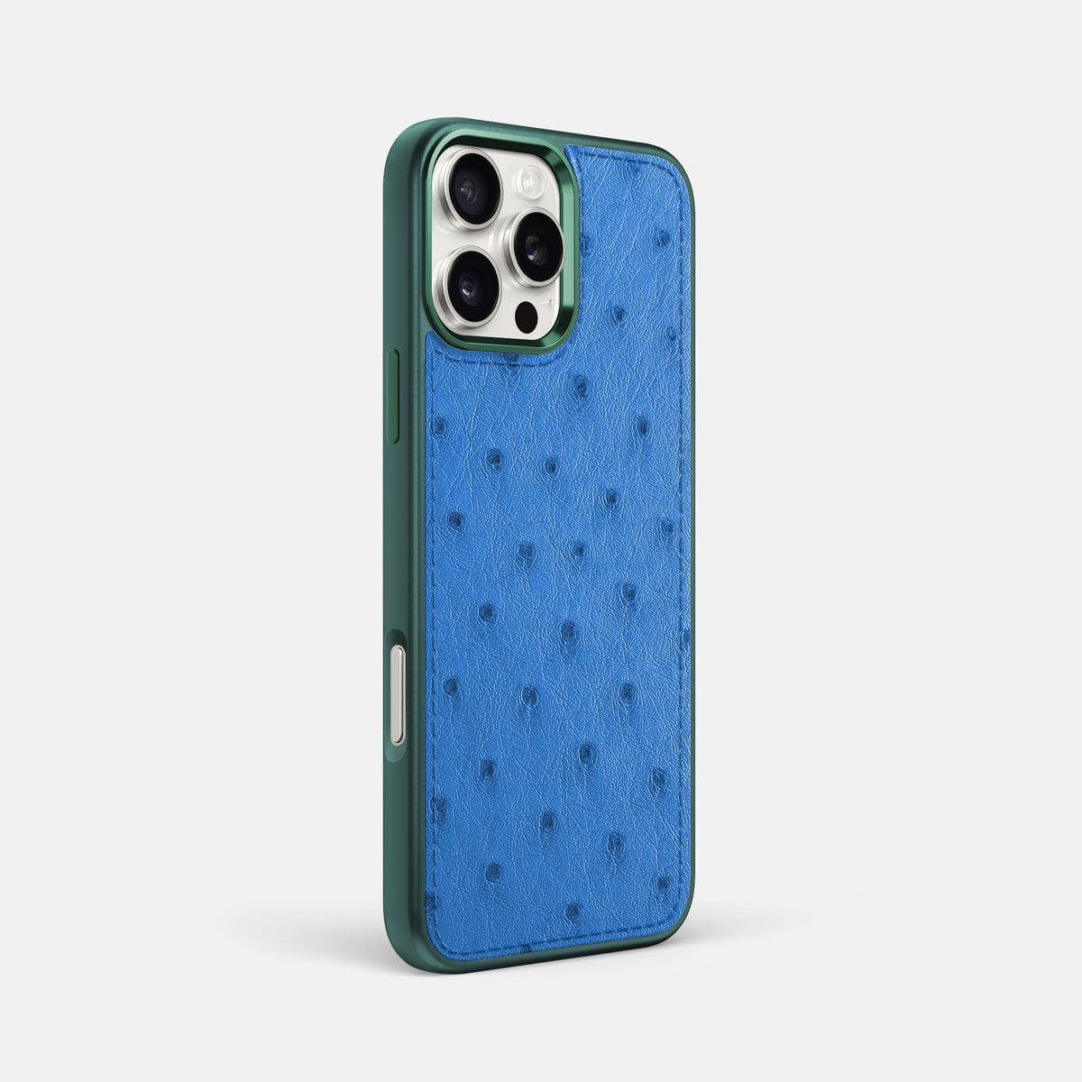 Royal-Blue iPhone 16 Pro Max Sport Toned Case Ostrich with Green -2 | Royal-Blue-Green