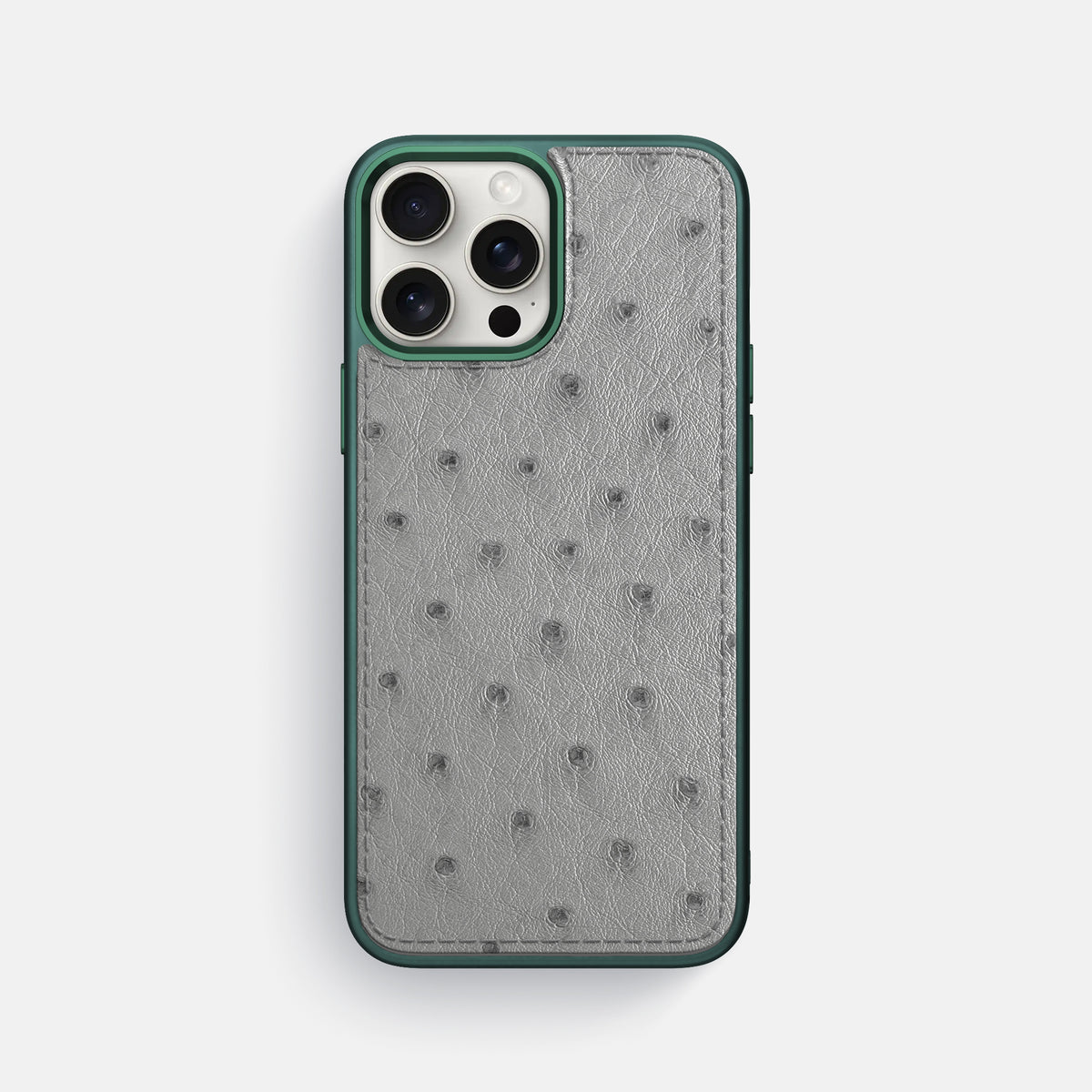 Silver iPhone 16 Pro Max Sport Toned Case Ostrich with Green -1 | Silver-Green