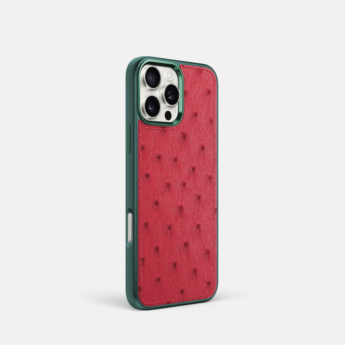 Red iPhone 16 Pro Sport Toned Case Ostrich with Green -2 | Red-Green