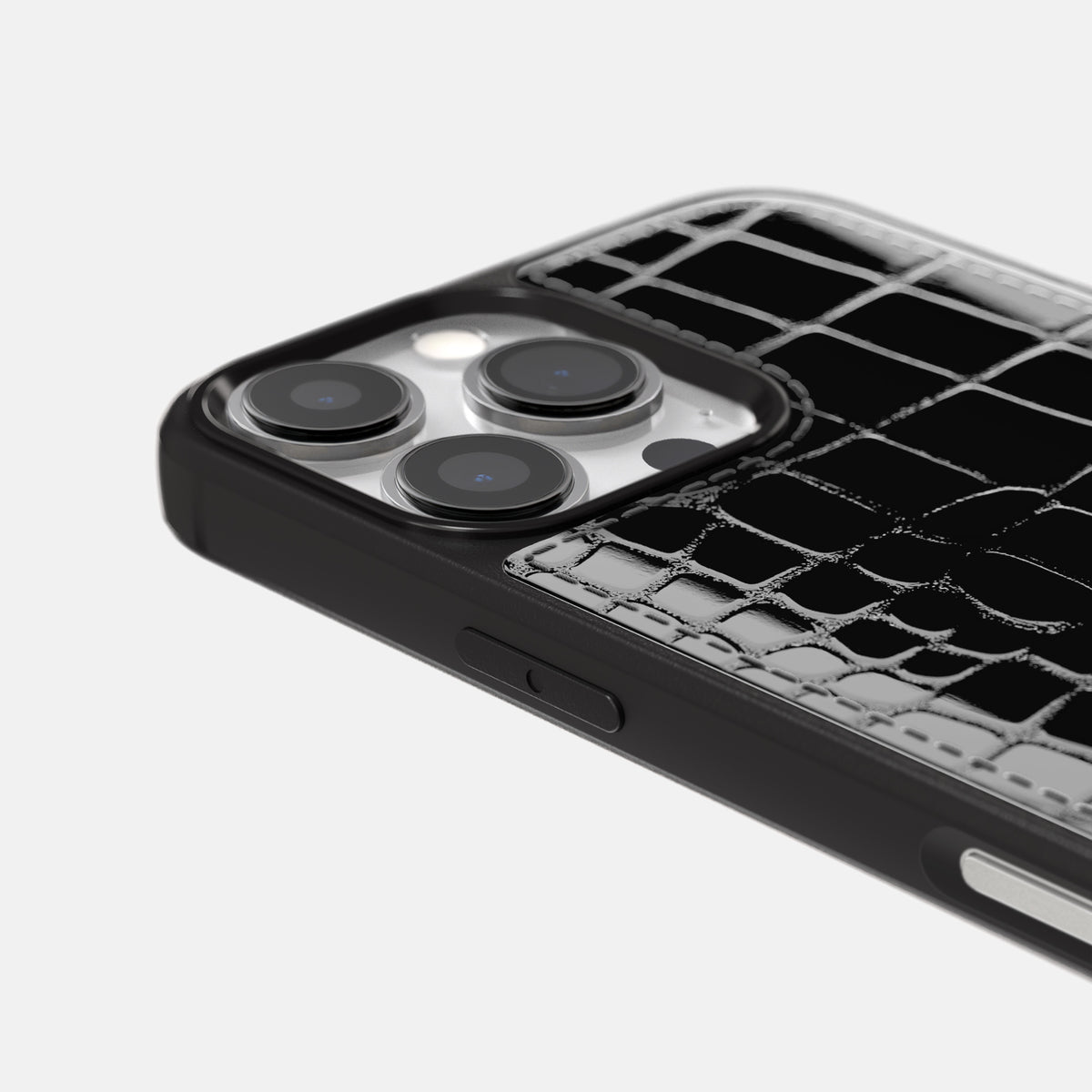 Black iPhone 16 Pro Max Sport Case Shiny Alligator -6 | Black